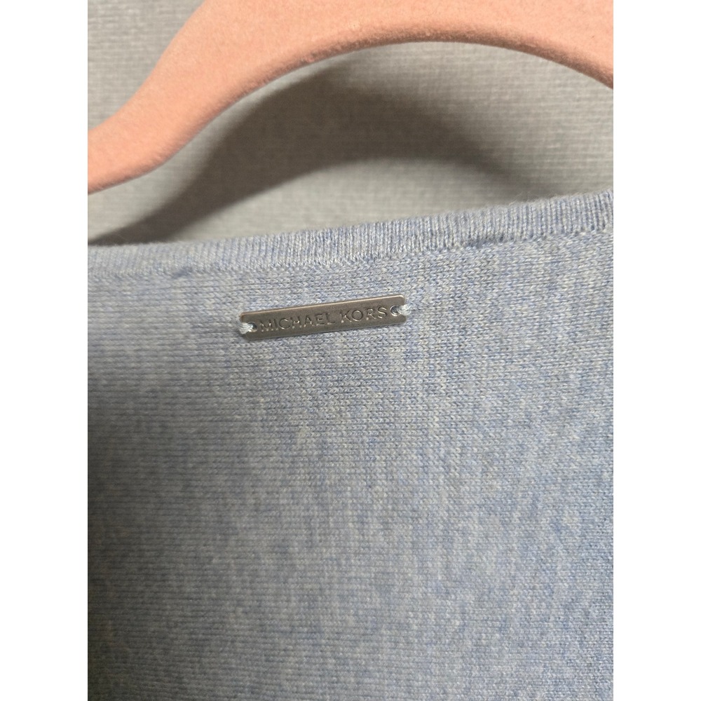 Michael Michael Kors Women Light Blue Cotton Blend Knit Long Sleeve Sweater L - Picture 4 of 5